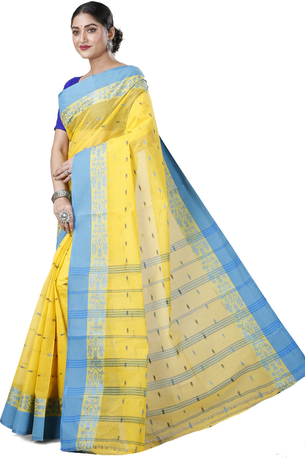 Yellow Pure Cotton Apurva Tant Saree (1064)